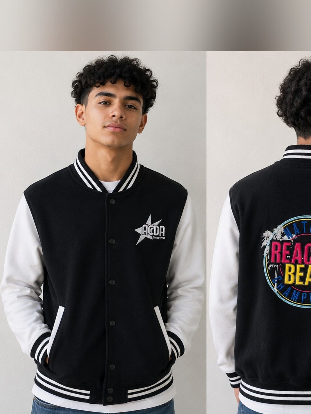 ACDA Black and White Varsity Bomber Jacket